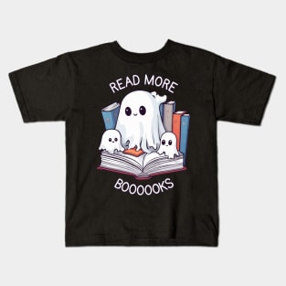 Spooky Reading Fun - Cute Librarian Ghost with Little Book Lovers Kids T-Shirt